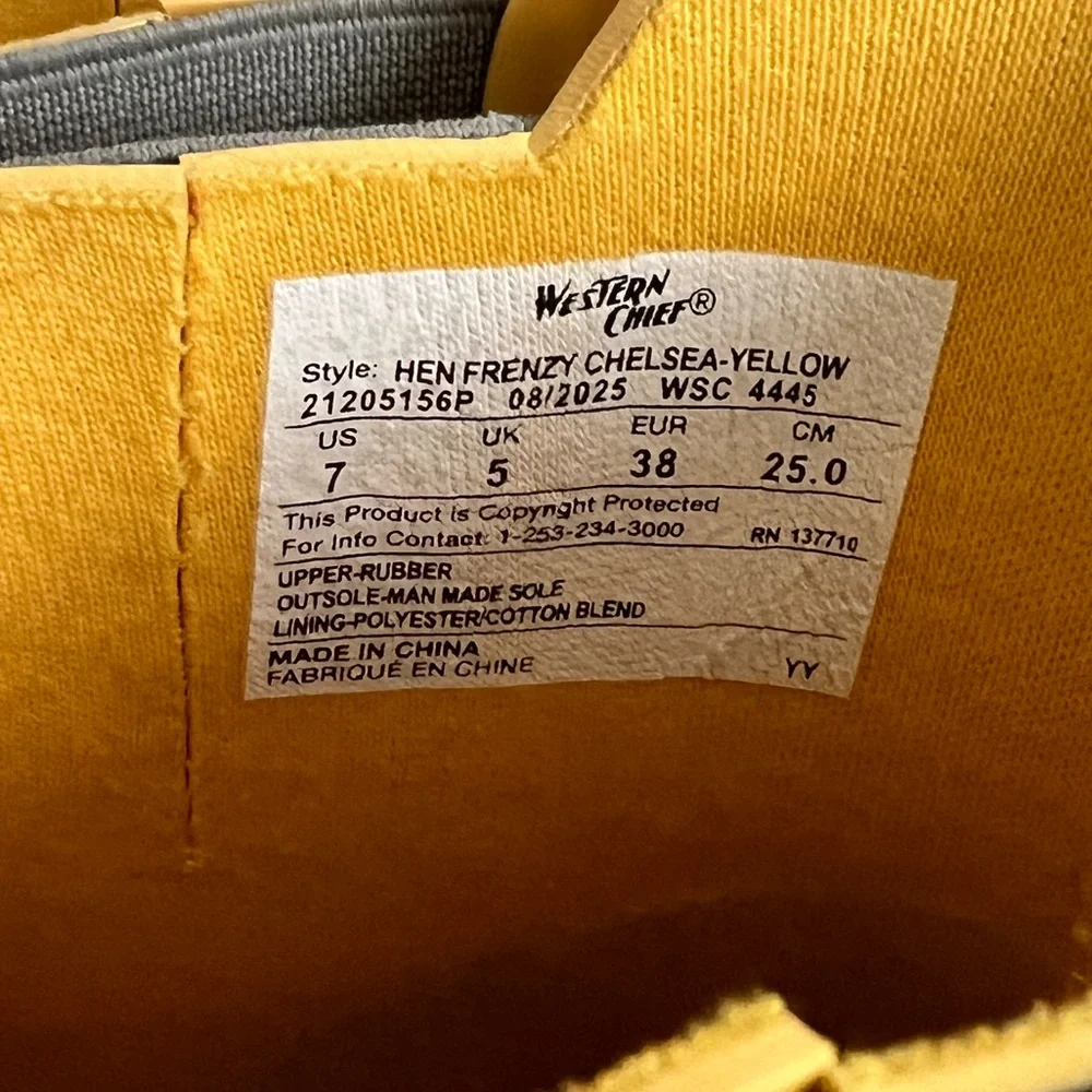 Western Chief Hen Frenzy Yellow Chelsea Rain Boots Chickens Hens 7